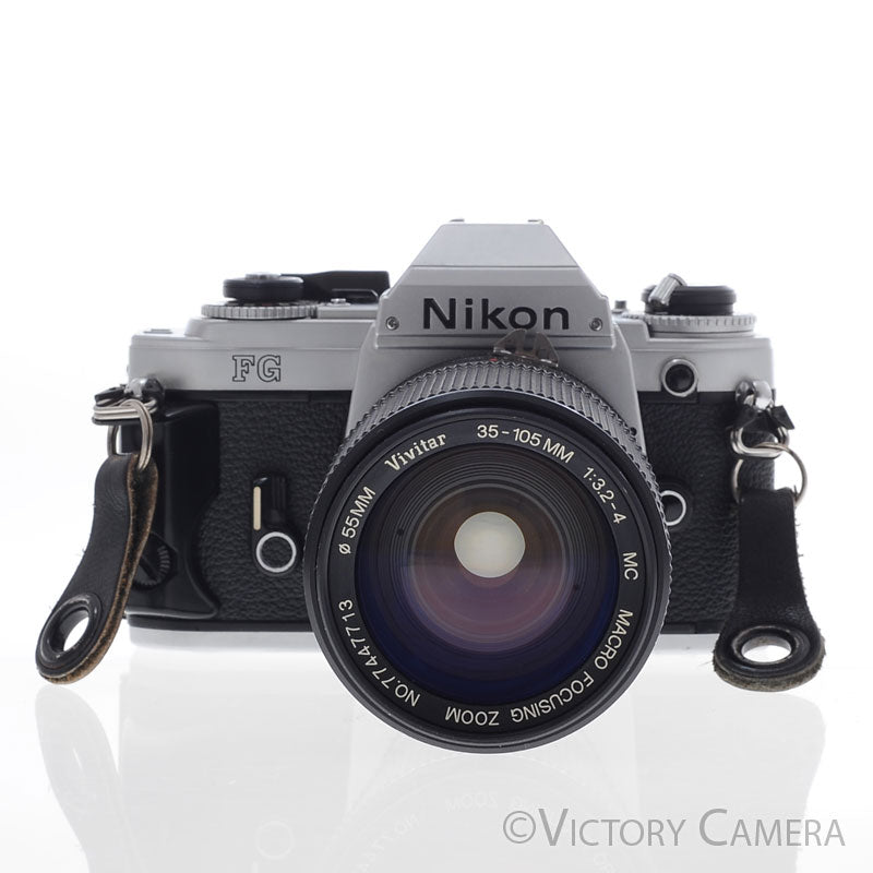Nikon FG Chrome 35mm Film Camera w/ 35-105mm Zoom Lens [EXC] - Victory Camera