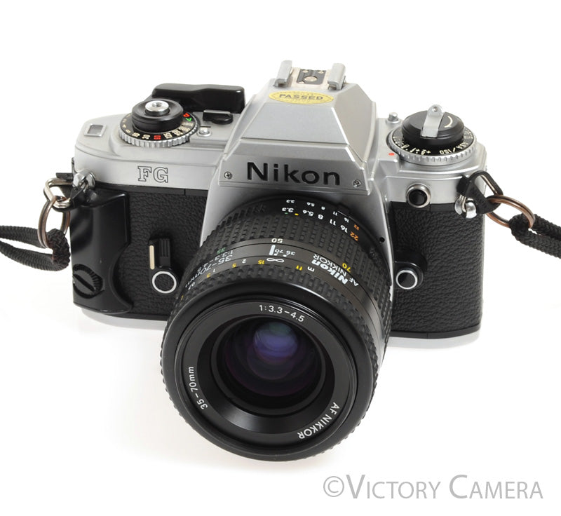 Nikon FG 35mm Camera with Nikkor 35-70mm Zoom Lens -Clean, New Seals