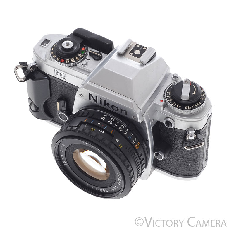 Nikon FG Chrome 35mm Film Camera w/ 50mm f1.8 Lens -New Seals- [EXC]