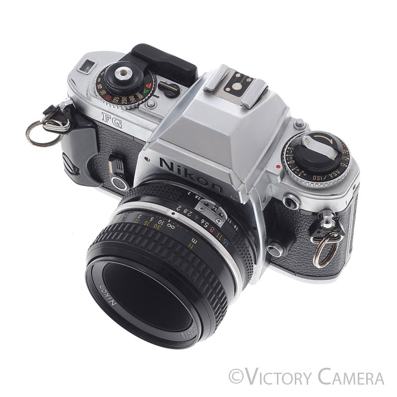 Nikon FG Chrome Camera w/ 50mm f2 Lens -New Seals- [EXC] - Victory Camera
