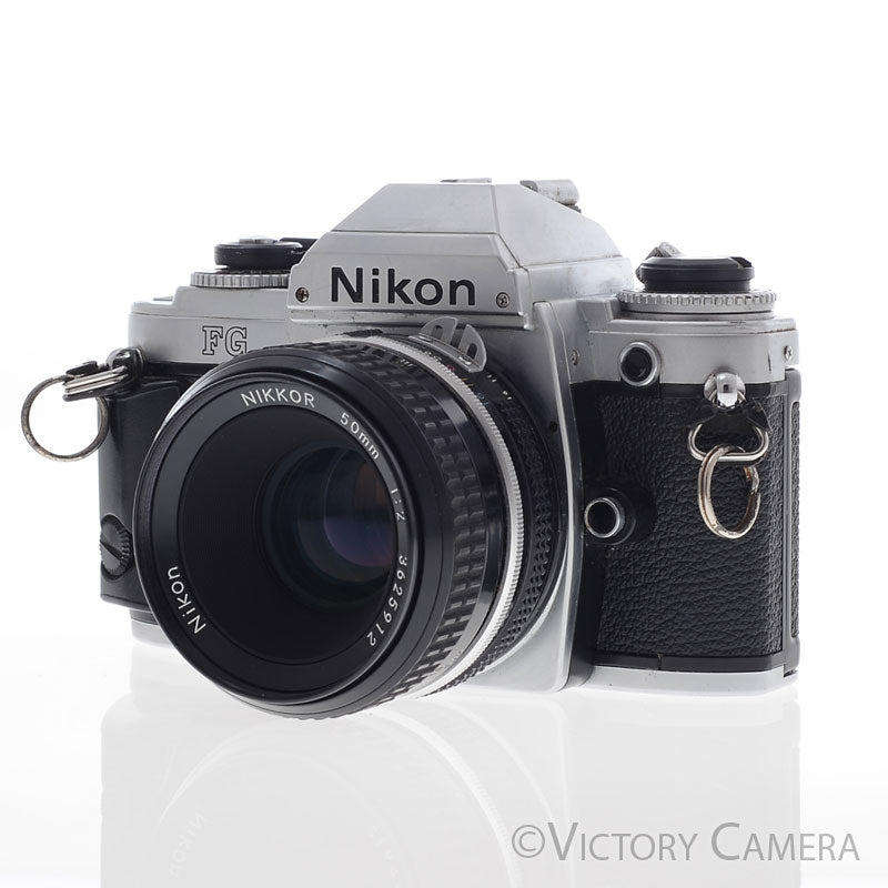 Nikon FG Chrome Camera w/ 50mm f2 Lens -New Seals- [EXC]