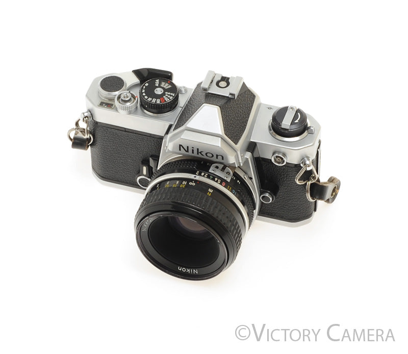 Nikon FM Chrome 35mm Film Camera w/ 50mm f2 AI Lens [EXC+]