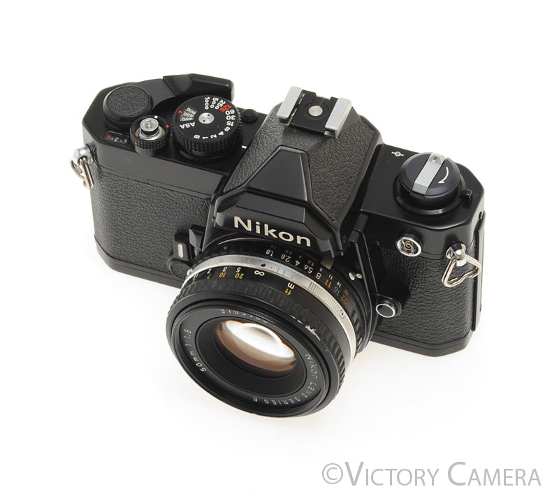 Nikon FM Black 35mm Film Camera w/ 50mm f1.8 AI-s Lens -New Seals- [EXC]