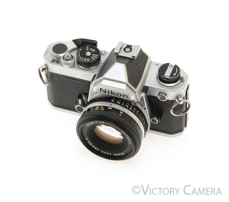 Nikon FM Chrome 35mm Film Camera w/ 50mm f1.8 AI-s Lens -New Seals- [EXC] - Victory Camera