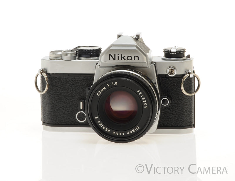 Nikon FM Chrome 35mm Film Camera w/ 50mm f1.8 AI-s Lens -New Seals- [EXC] - Victory Camera