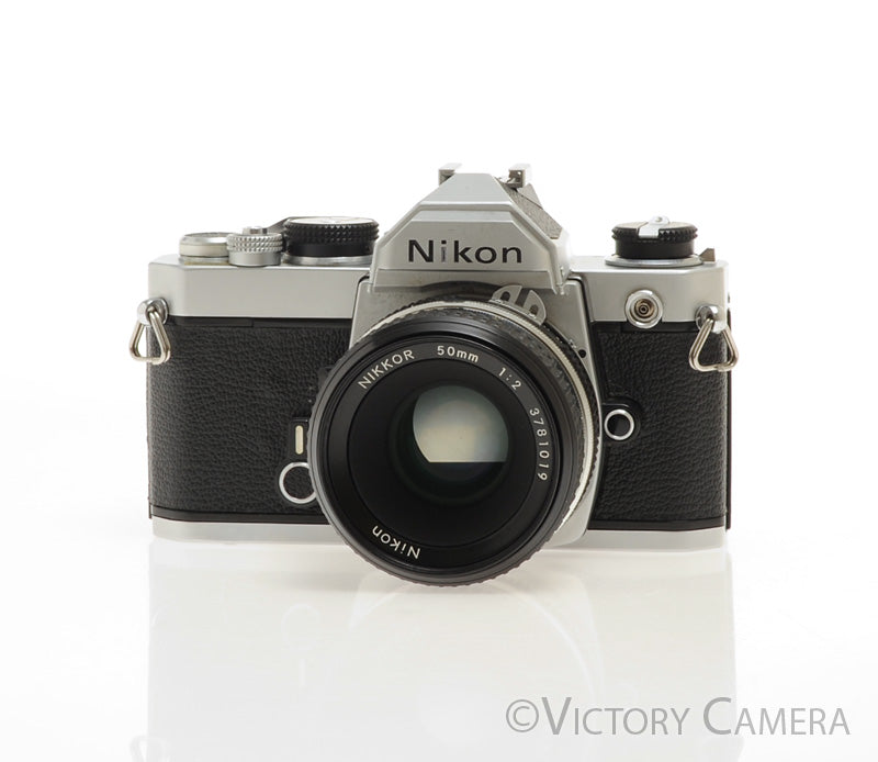 Nikon FM Chrome 35mm Film Camera w/ 50mm f2 AI Lens -New Seals- [EXC+] - Victory Camera