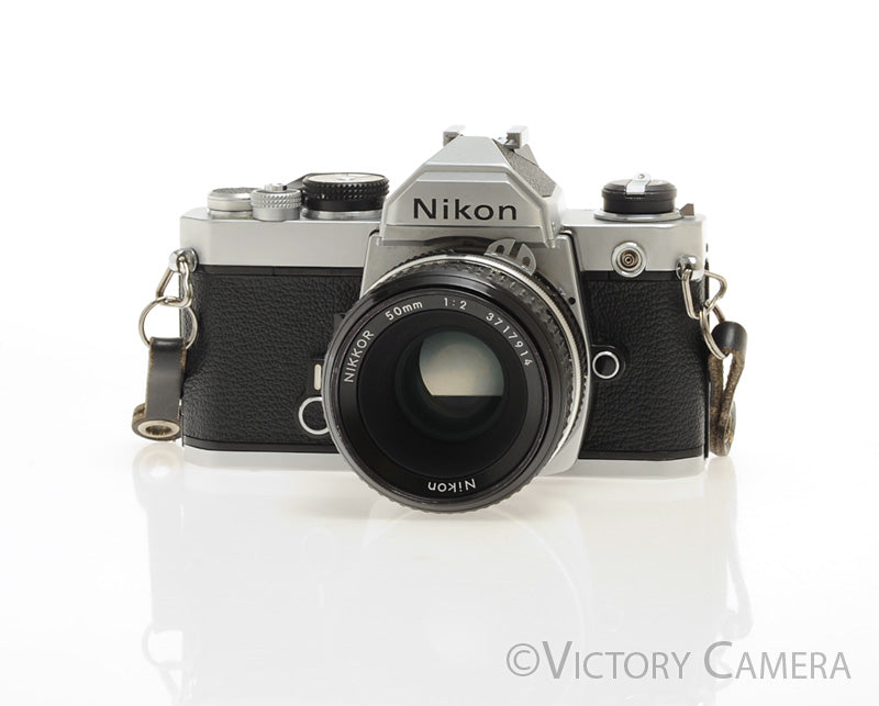 Nikon FM Chrome 35mm Film Camera w/ 50mm f2 AI Lens [EXC+]