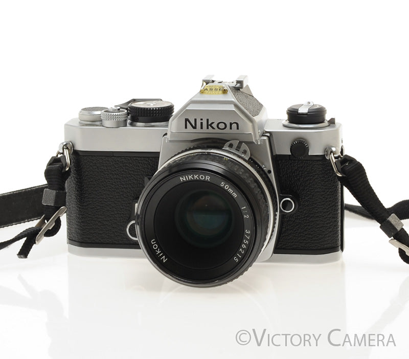 Nikon FM Chrome 35mm Film Camera w/ 50mm f2 Lens [EXC] - Victory Camera