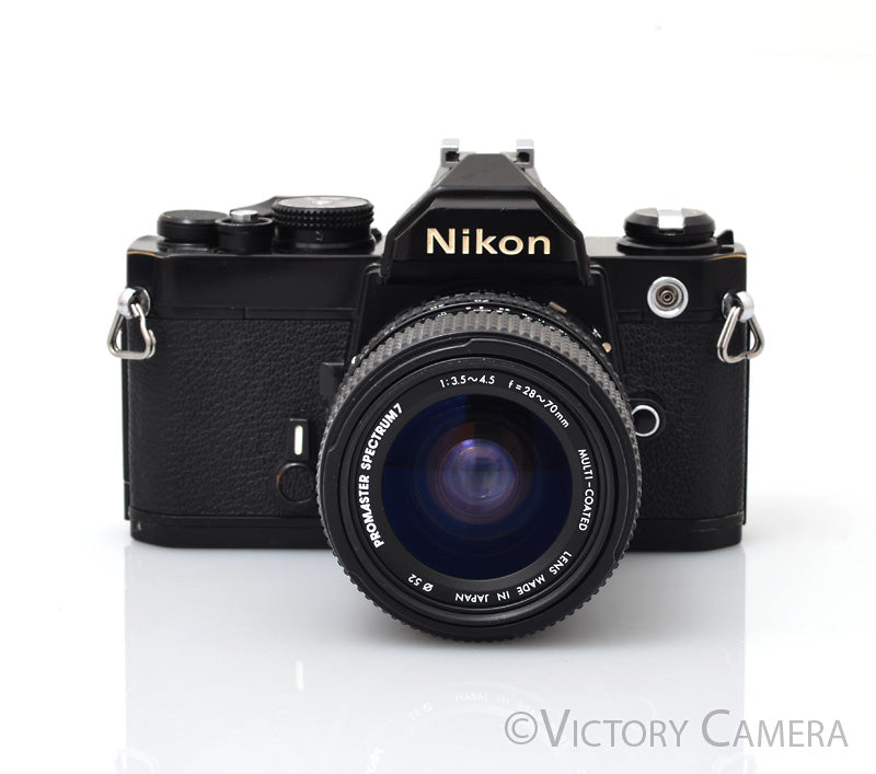 Nikon FM Black 35mm Film Camera w/ 28-70mm Zoom Lens [GOOD] - Victory Camera