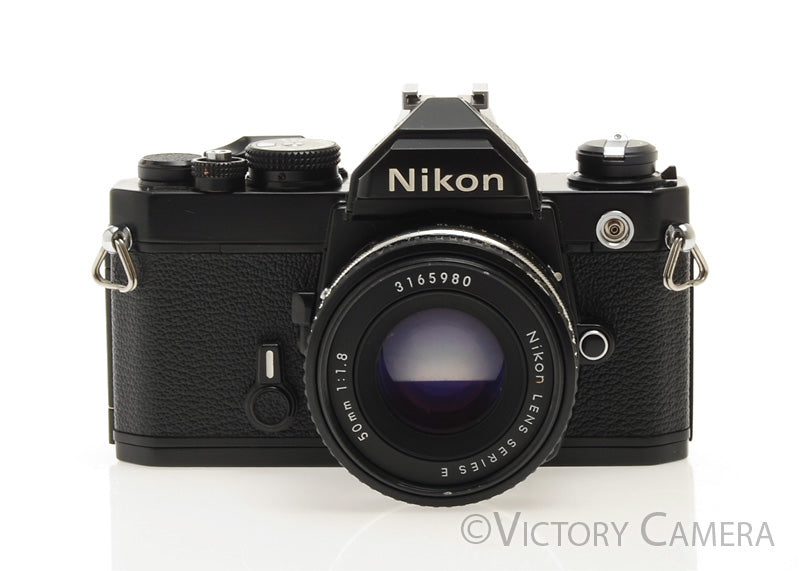 Nikon FM Black 35mm Film Camera w/ 50mm f1.8 AI-s Lens -New Seals- [EXC]