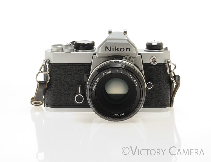 Nikon FM Chrome 35mm Film Camera w/ 50mm f2 AI Lens [EXC+]