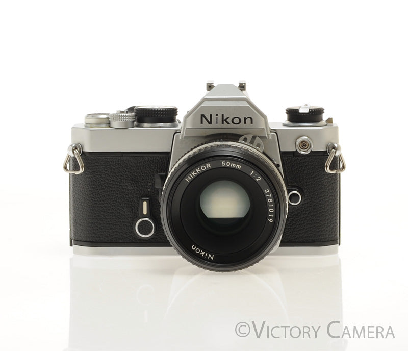 Nikon FM Chrome 35mm Film Camera w/ 50mm f2 AI Lens -New Seals- [EXC+] - Victory Camera