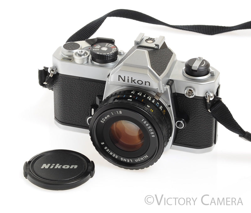 Nikon FM Chrome 35mm Camera w/ 50mm f1.8 AI-s Lens -Clean, New Seals-