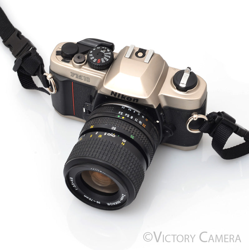 Nikon FM10 FM-10 35mm SLR Film Camera with 35-70mm Zoom Lens [EXC]