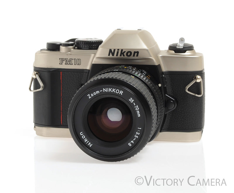 Nikon FM10 FM-10 35mm SLR Film Camera with 35-70 mm Lens Kit -Clean-