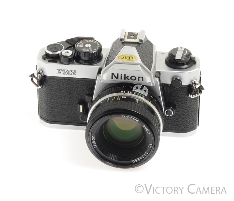 Nikon FM-2N FM2N Chrome Camera Body w/ 50mm F1.8 AI Lens -New Seals-