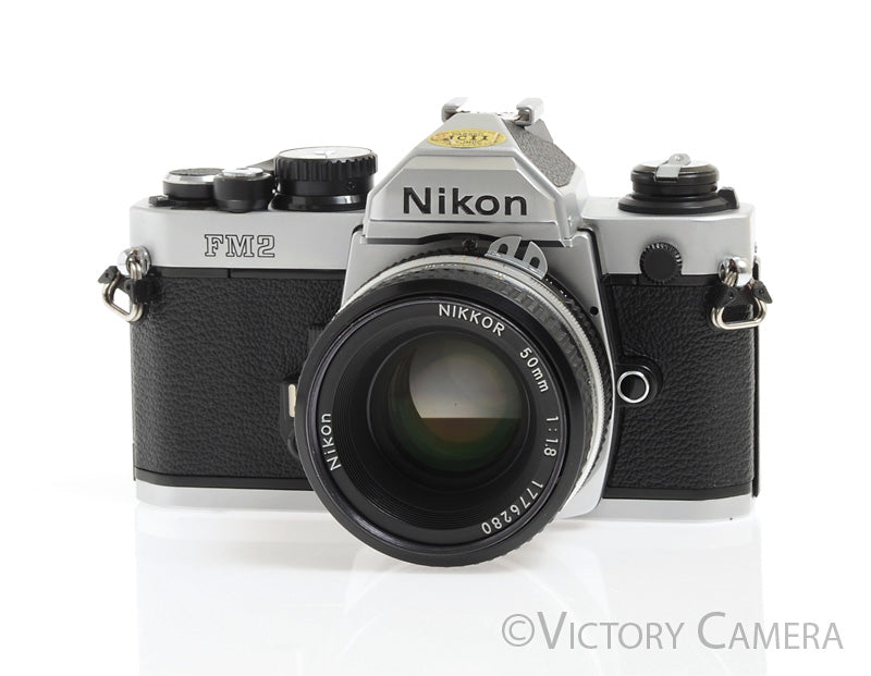 Nikon FM-2N FM2N Chrome Camera Body w/ 50mm F1.8 AI Lens -New Seals-