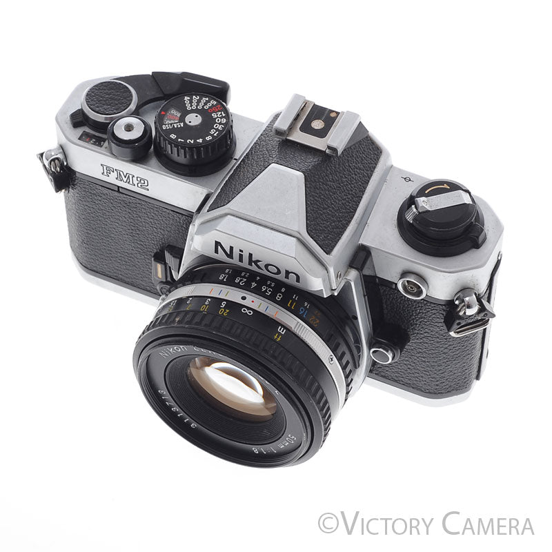 Nikon FM2-N FM2N Chrome Camera Body w/ 50mm f1.8 AI-s Lens -New Seals- [EXC+] - Victory Camera