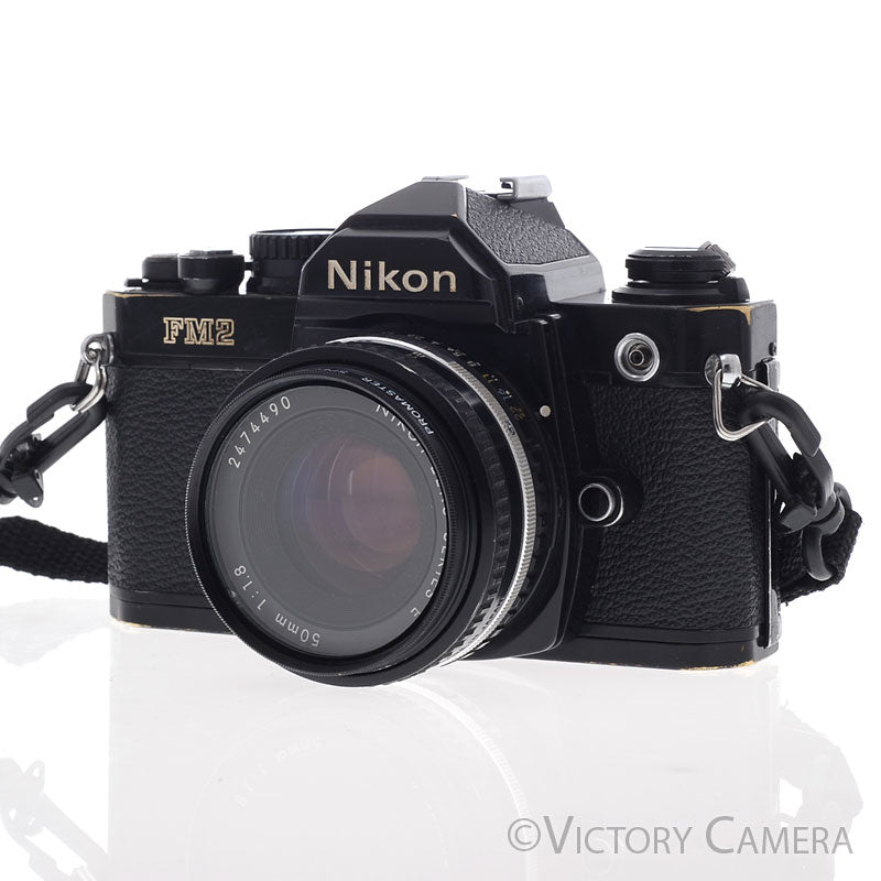 Nikon FM2 35mm Black Film SLR w Nikon 50mm f1.8 AI-S Lens -New Seals-