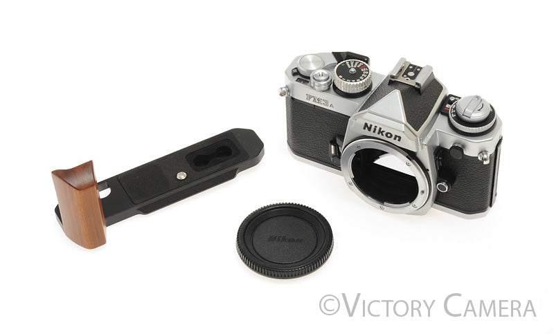 Nikon FM3a Chrome 35mm Camera Body w/ Wood Grip [EXC]