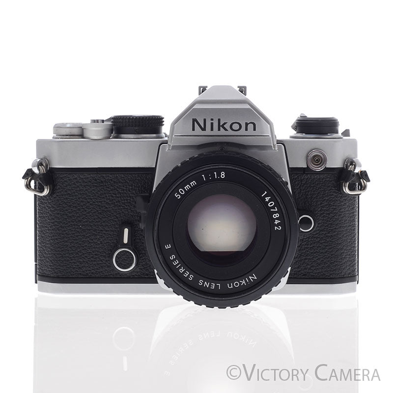 Nikon FM Chrome 35mm Film Camera w/ 50mm f1.8 AI-s Lens [EXC]