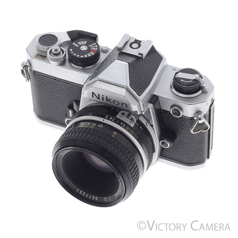 Nikon FM Chrome 35mm Film Camera w/ 50mm f2 AI Lens [EXC] - Victory Camera