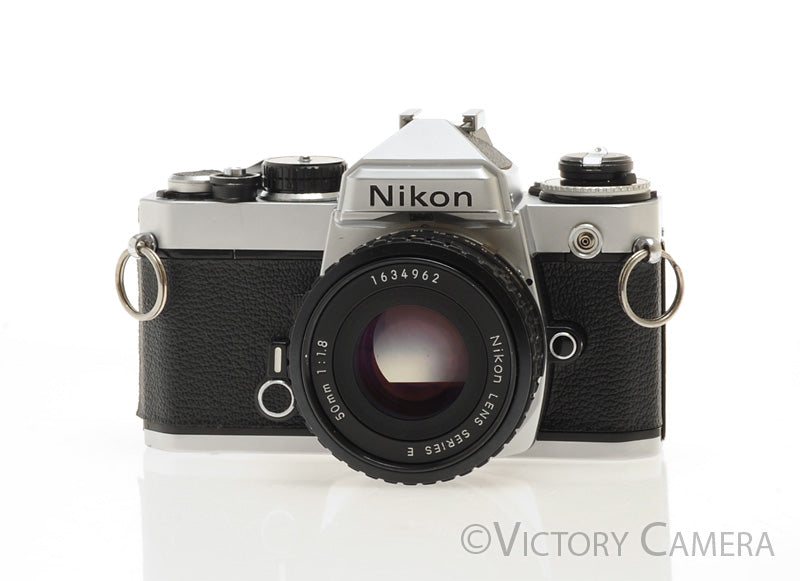 Nikon FE Chrome 35mm Film Camera w/ 50mm f1.8 Lens [EXC] - Victory Camera