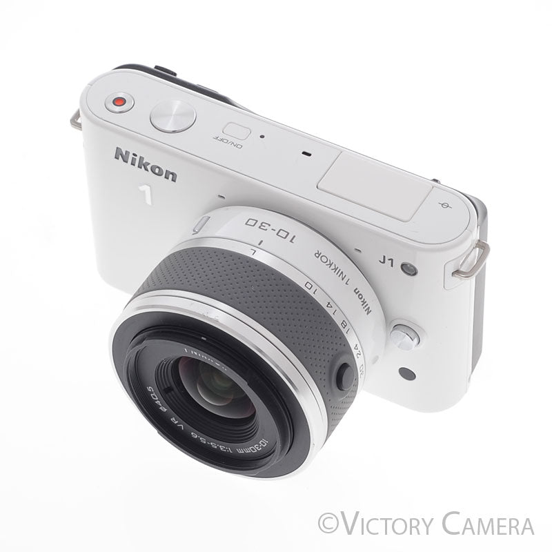 Nikon 1 J1 White Mirrorless 10.1MP Digital Camera Body w/ 10-30mm Lens