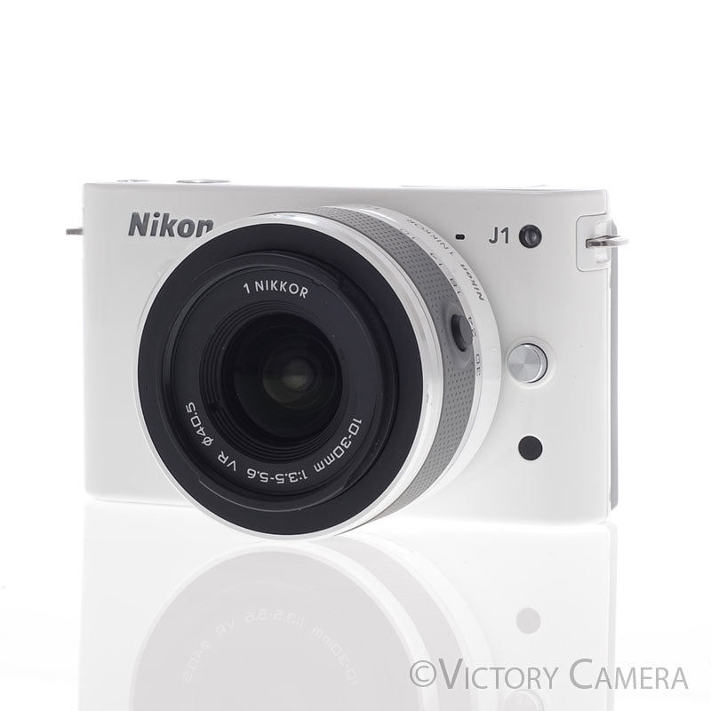 Nikon 1 J1 White Mirrorless 10.1MP Digital Camera Body w/ 10-30mm Lens