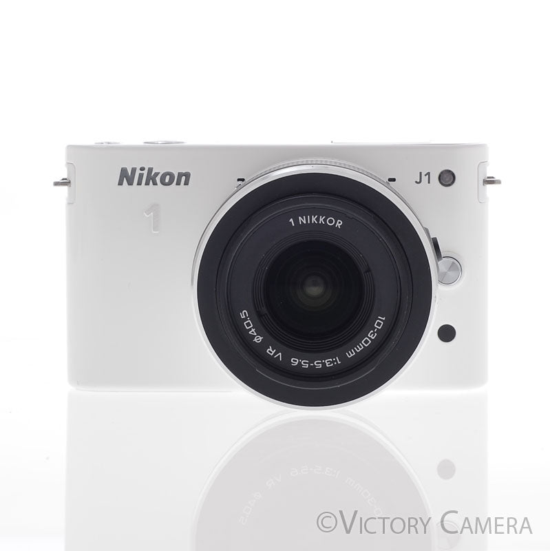 Nikon 1 J1 White Mirrorless 10.1MP Digital Camera Body w/ 10-30mm Lens