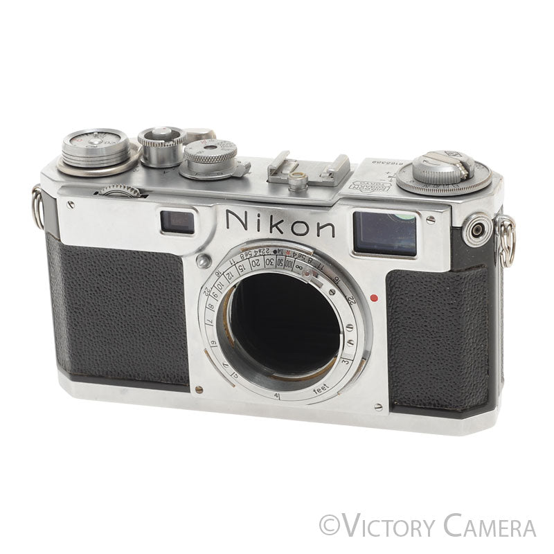 Nikon S2 Chrome 35mm Rangefinder Camera Body -Patched Shutter, Works- [GOOD] - Victory Camera