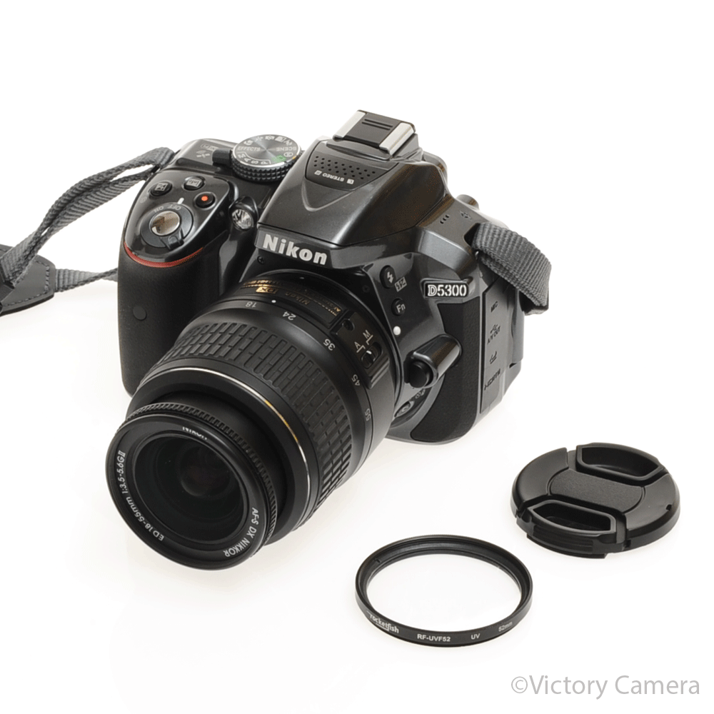 Nikon D5300 Grey 24.2MP Digital SLR Camera 18-55mm Zoom Lens [MINT-] - Victory Camera