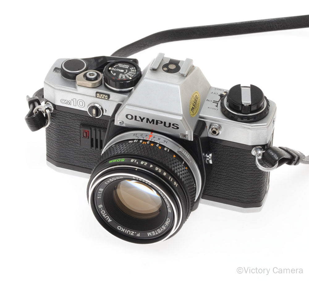 Olympus OM-10 OM10 Chrome 35mm Camera w/ 50mm f1.8 [EXC]