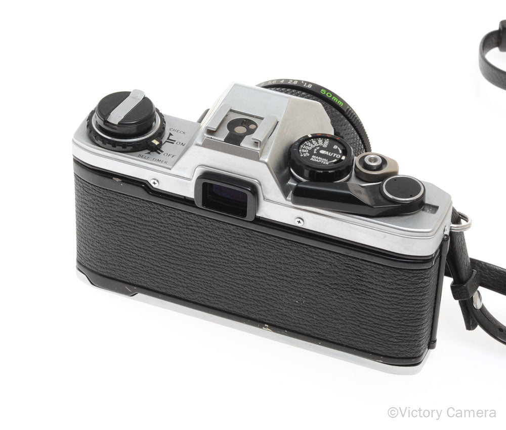 Olympus OM-10 OM10 Chrome 35mm Camera w/ 50mm f1.8 [EXC]