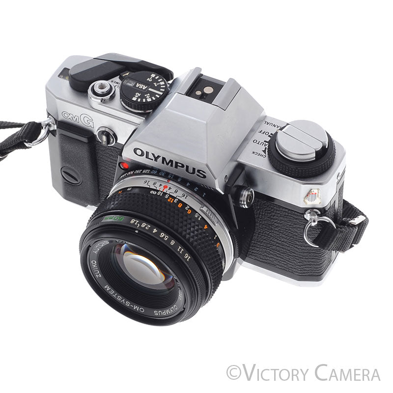 Olympus OMG OM-G Chrome Film Camera w/ 50mm f1.8 Lens [EXC+] - Victory Camera