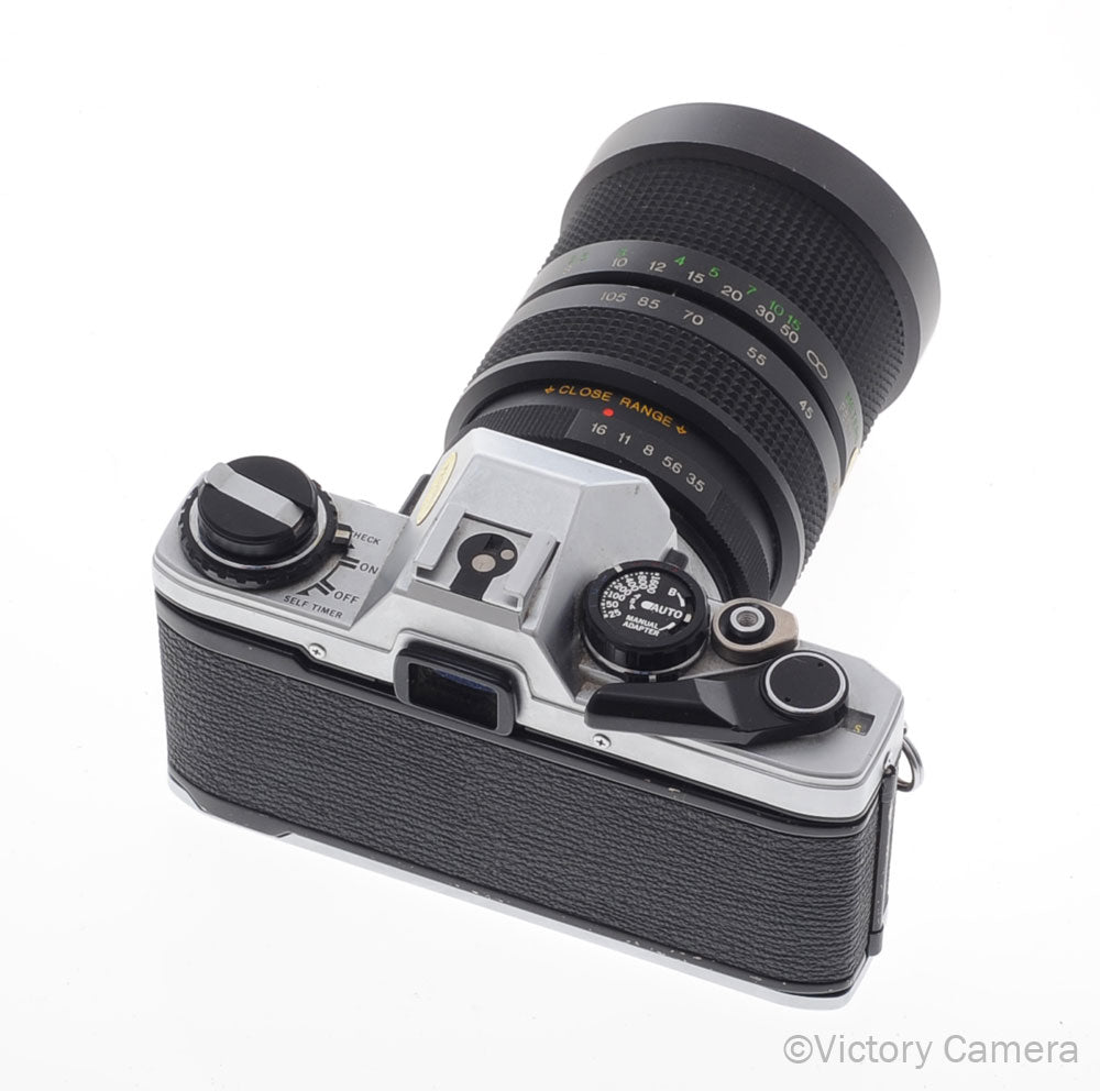 Olympus OM-10 OM10 Chrome 35mm Camera w/ 35-105mm Zoom Lens [EXC] - Victory Camera