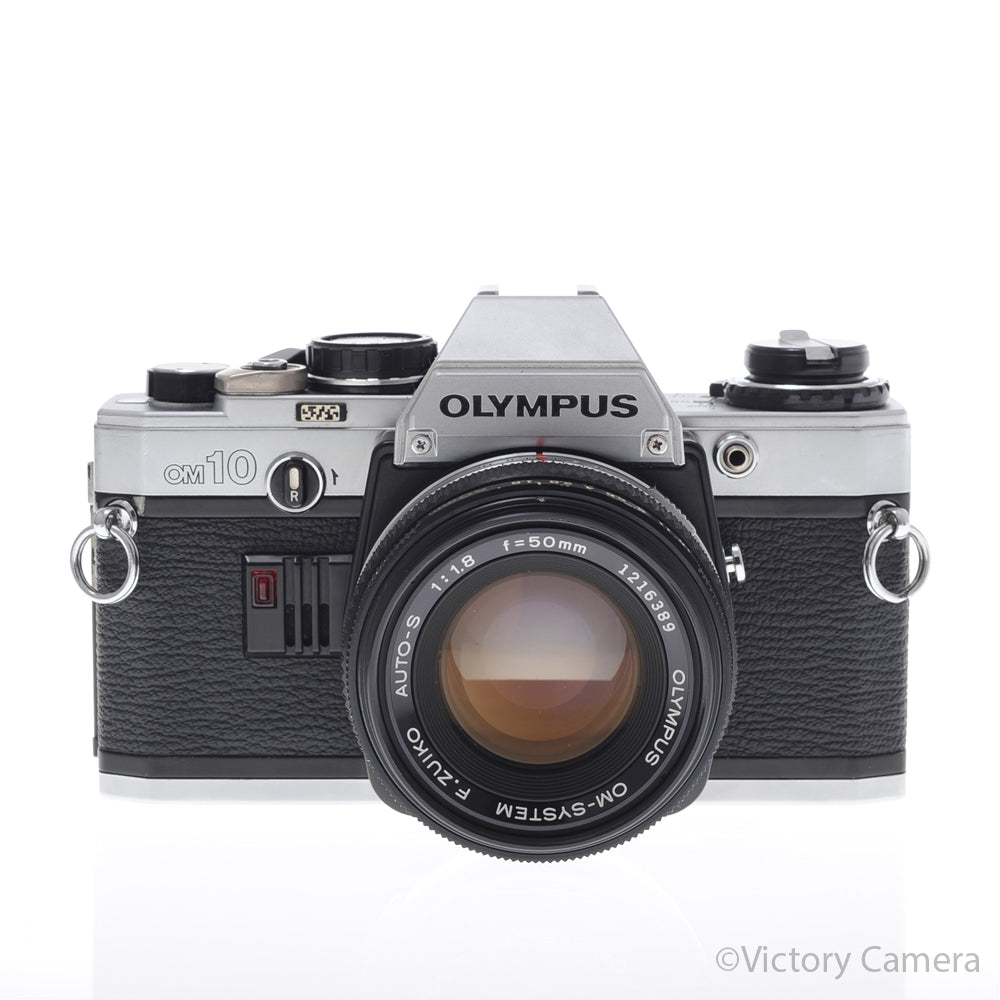 Olympus OM-10 OM10 Chrome 35mm Camera w/ 50mm f1.8 Lens [EXC+] - Victory Camera