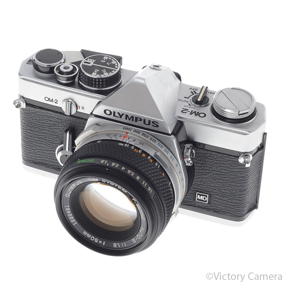 Olympus OM-2 OM2 Chrome 35mm SLR Film Camera w/ 50mm F1.8 Lens -N [EXC-] image 2