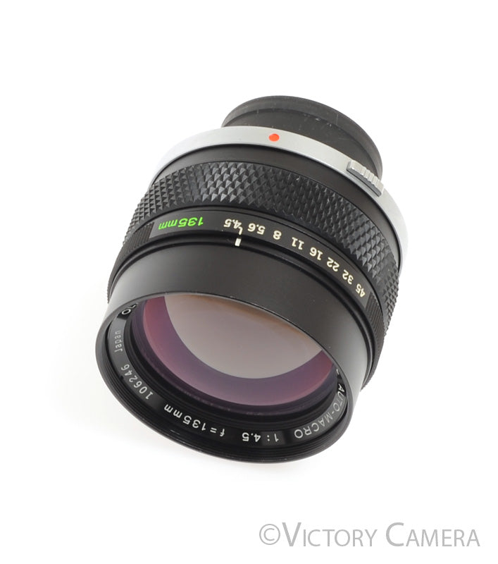 Olympus Zuiko MC 135mm f4.5 Macro Lens -Clean w/ Shade & Case- [EXC] - Victory Camera