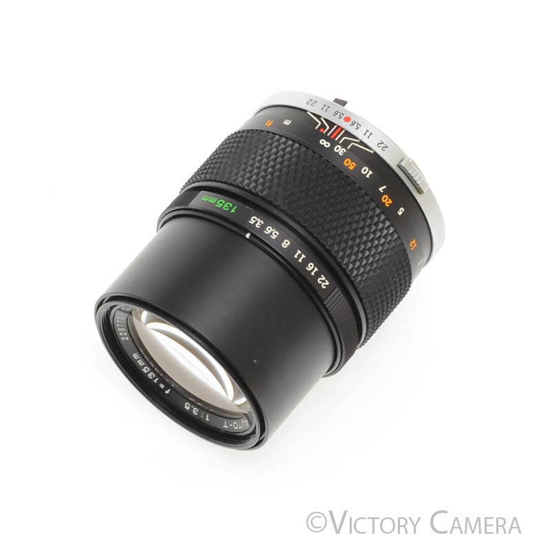 Olympus Auto-T 135mm f3.5 E.Zuiko Telephoto Prime Lens for OM [EXC+] - Victory Camera
