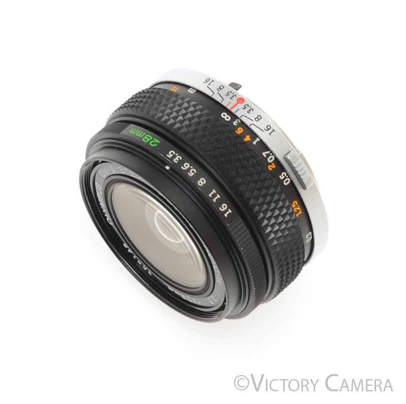 Olympus G.Zuiko 28mm F3.5 Auto-W OM Wide-Angle Prime Lens [EXC+] - Victory Camera