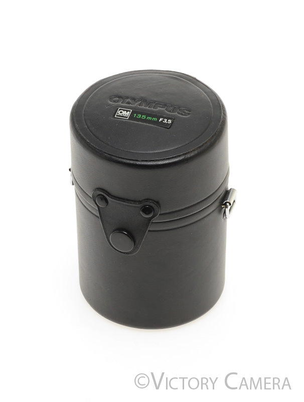 Olympus Genuine OM 135 f3.5 Hard Leather Lens Case [EXC+] - Victory Camera