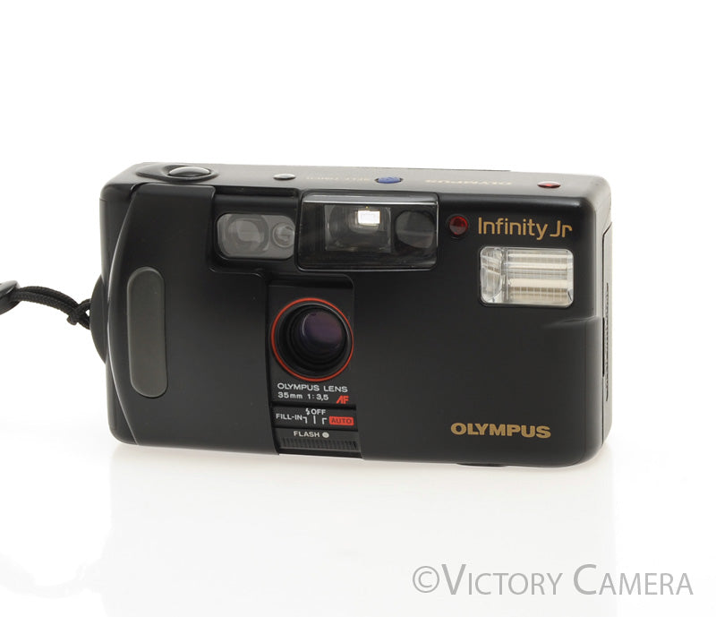 Olympus Infinity Jr Black 35mm Point & Shoot Film Camera w/ 35mm f3.5  [EXC+] - Victory Camera