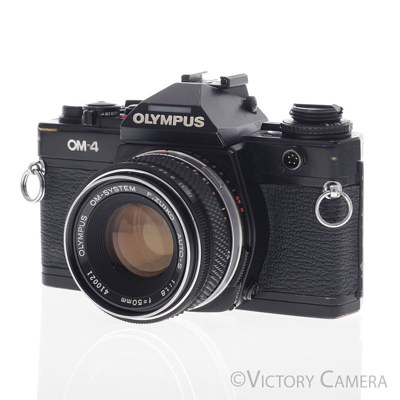 Olympus OM-4 OM4 Black 35mm Film Camera w/ 50mm f1.8 Lens [EXC] - Victory Camera