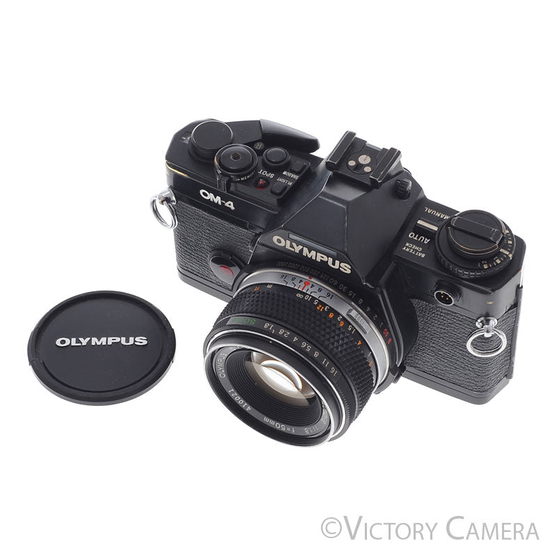 Olympus OM-4 OM4 Black 35mm Film Camera w/ 50mm f1.8 Lens [EXC] - Victory Camera