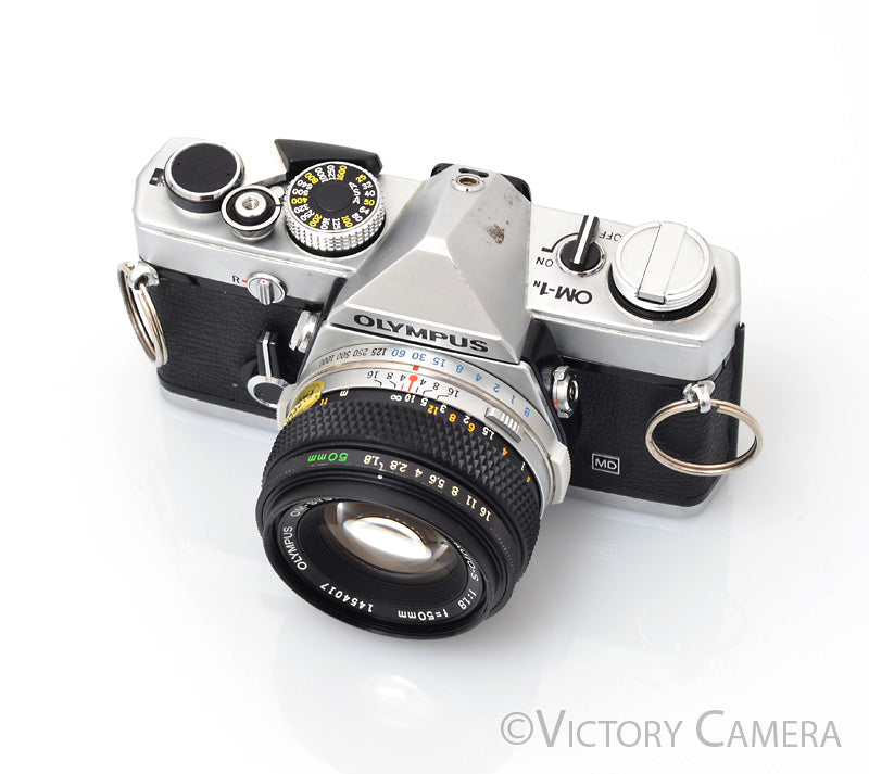 Olympus OM-1N MD Chrome Film Camera Body w/ 50mm f1.8 Lens [EXC]