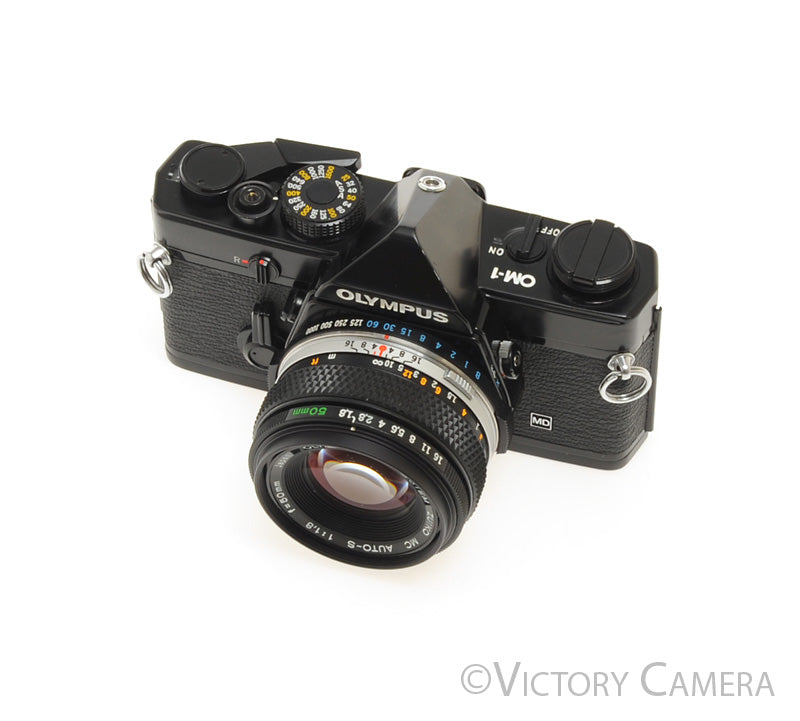 Olympus OM-1 MD Black Film Camera Body w/ 50mm f1.8 Lens [EXC] - Victory Camera