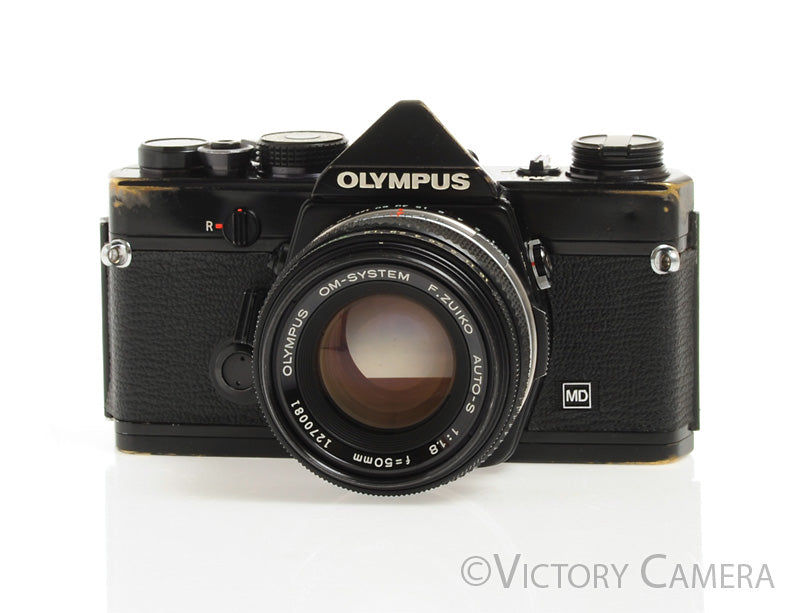 Olympus OM-1 MD Black Film Camera Body w/ 50mm F1.8 Lens [EXC+] - Victory Camera