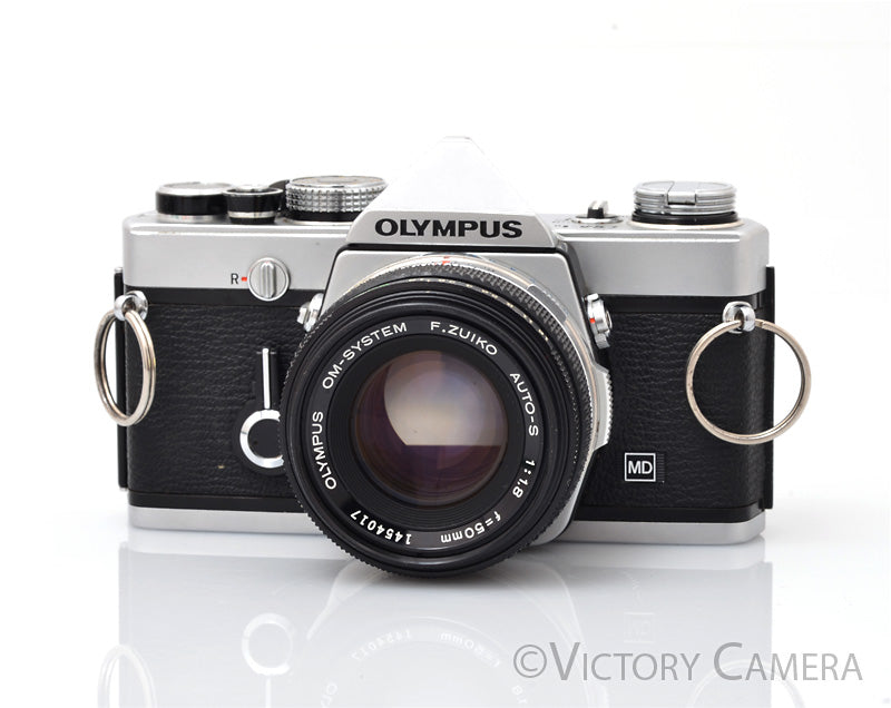 Olympus OM-1N MD Chrome Film Camera Body w/ 50mm f1.8 Lens [EXC]