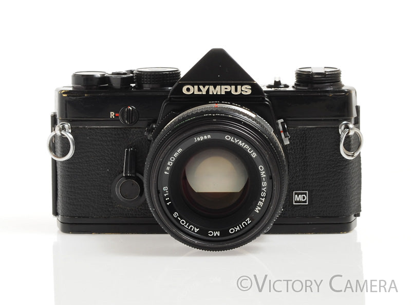 Olympus OM-1N MD Black Film Camera Body w/ 50mm F1.8 Lens -Clean, New Seals-